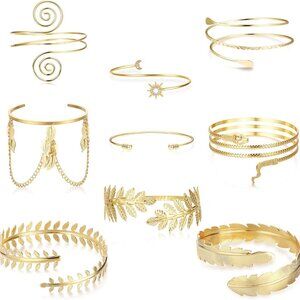 9PCS Arm Cuff Set Women Adjustable Gold Open Minimalist Stylish Jewelry